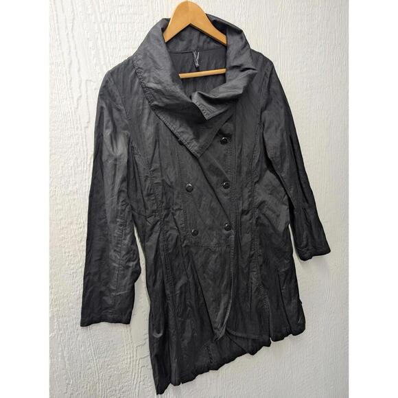 Stella Carakasi Black Cotton Jacket Coat Lagenlook Classic Size Medium - Picture 2 of 6